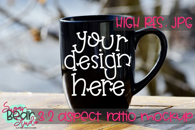 Mug on a Wooden Table Mockup example image 1