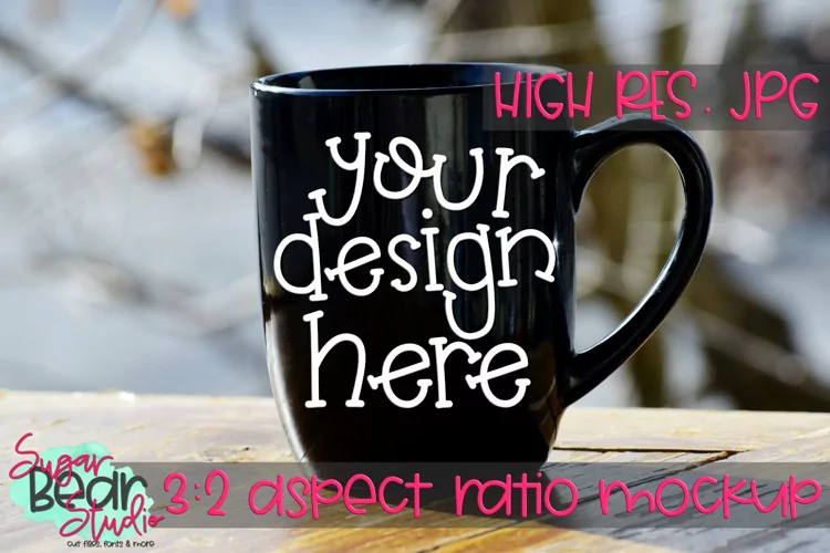 Mug on a Wooden Table Mockup