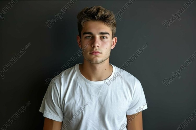 Portrait of a young man against dark background example image 1