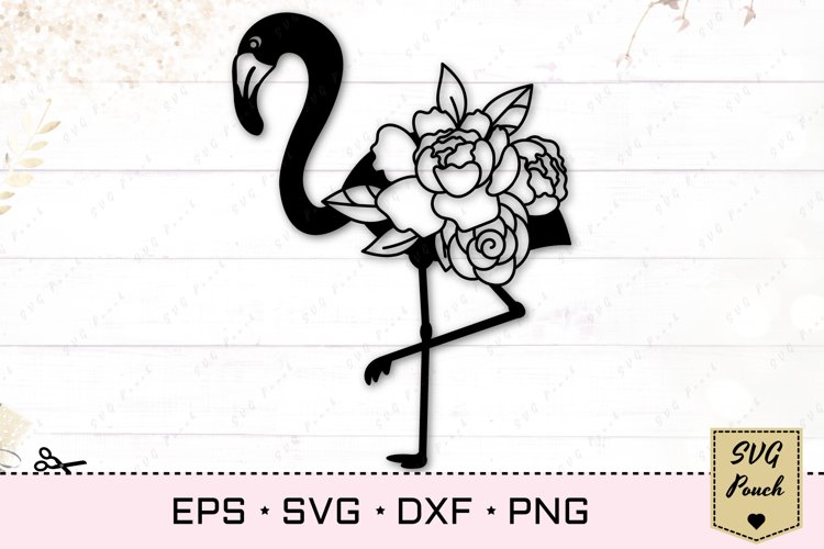 Floral flamingo SVG example image 1