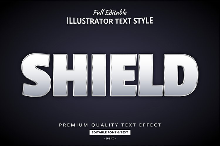 Bold Shield 3D Illustrator Text Style Effect