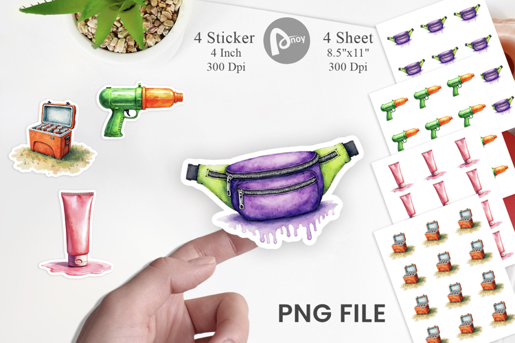 90s Beach Day Essentials Sticker