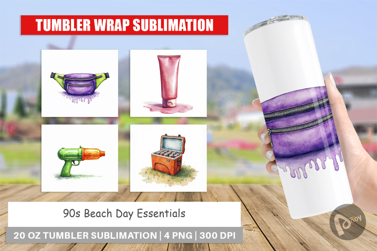 90s Beach Day Essentials Tumbler