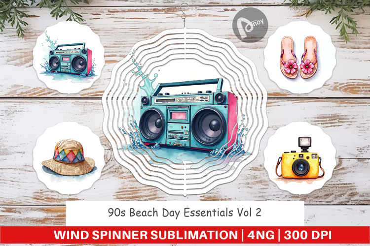90s Beach Day Essentials Wind Spinner