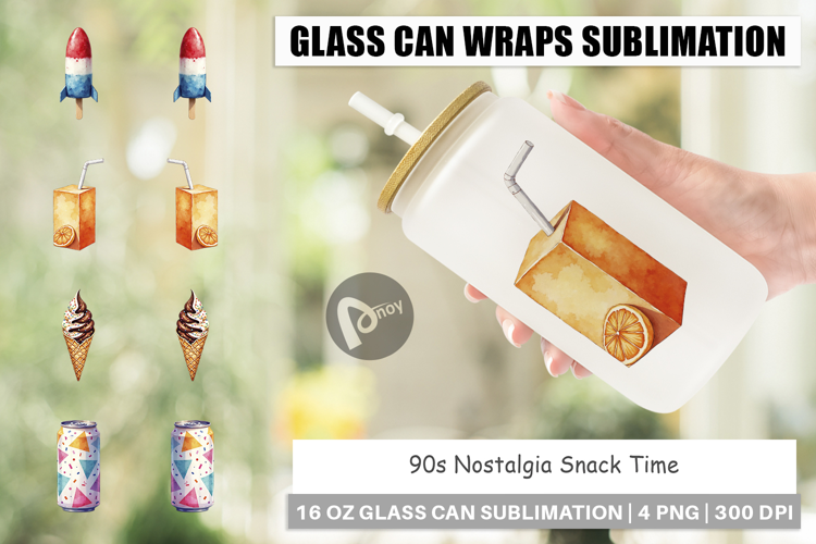 90s Nostalgia Snack Time Glass Can
