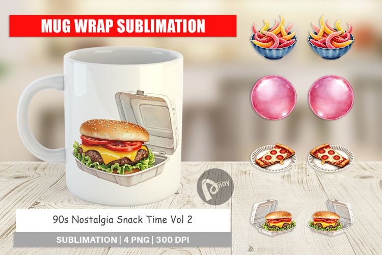 90s Nostalgia Snack Time Mug Wrap