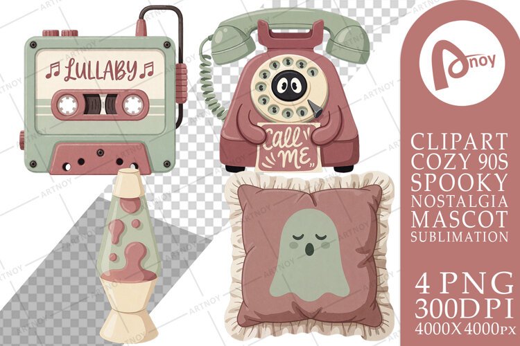 90s Slumber Party Mascots Sublimation example image 1