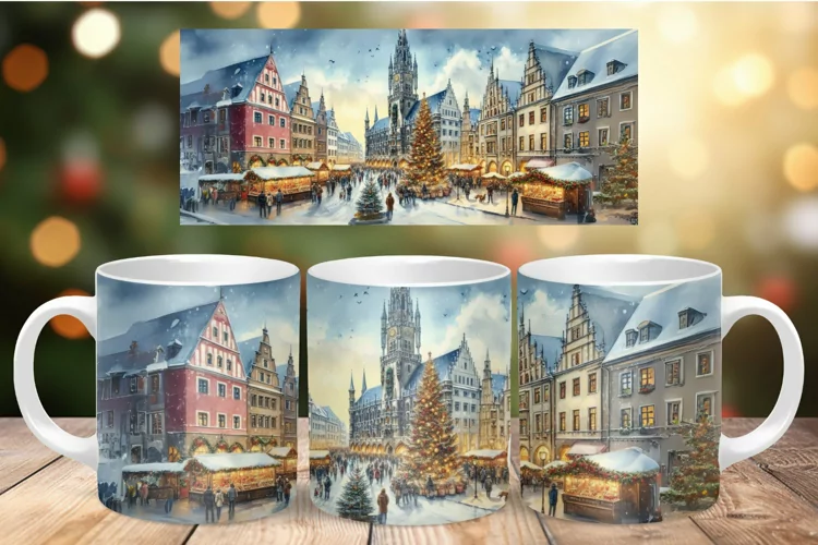 Mug Wrap Sublimation - christmas old town
