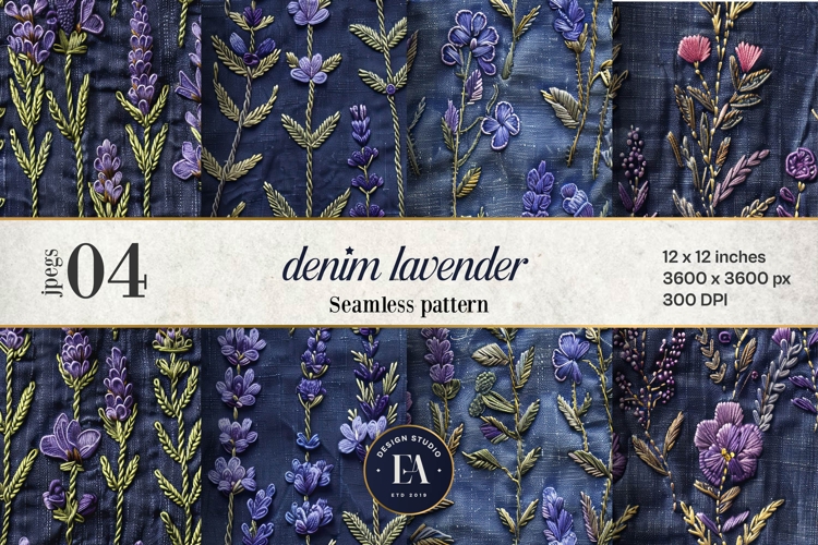 Embroidered Denim Digital Paper| Denim Pattern