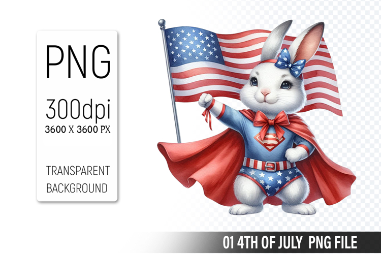 4th Of July Bunny Sublimation Clipart PNG Design