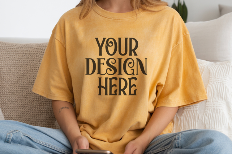 Mustard Comfort Colors 1717 T-shirt Mockups,1717 Mockups