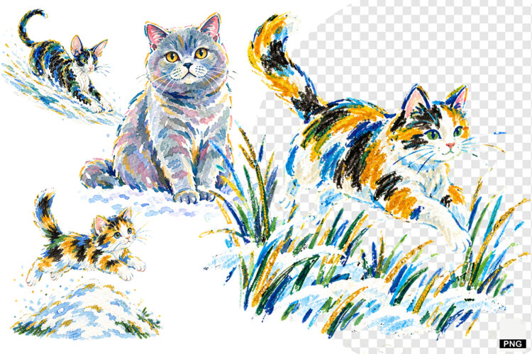 Winter Cats Clipart example image 1