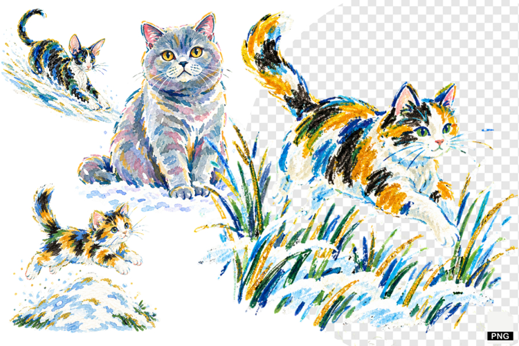 Winter Cats Clipart