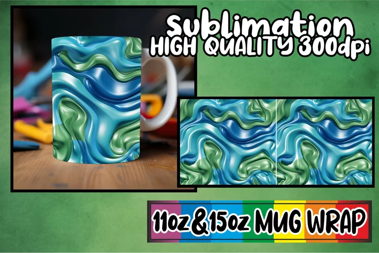 Colorful Inflated Delight: Sublimation Mug Wrap 11oz/15oz