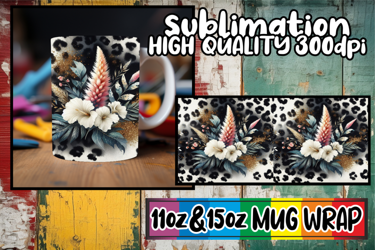 Enchanted mornings 11oz 15oz sublimation wrap, Leopard Print