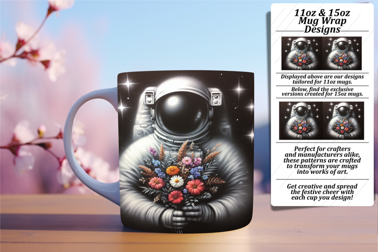 Trendy 11oz Mug Wrap Png Design , Astronaut