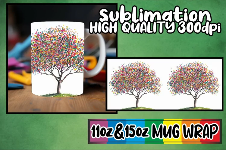 Springtime Delight Mug Wrap - Colorful Tree