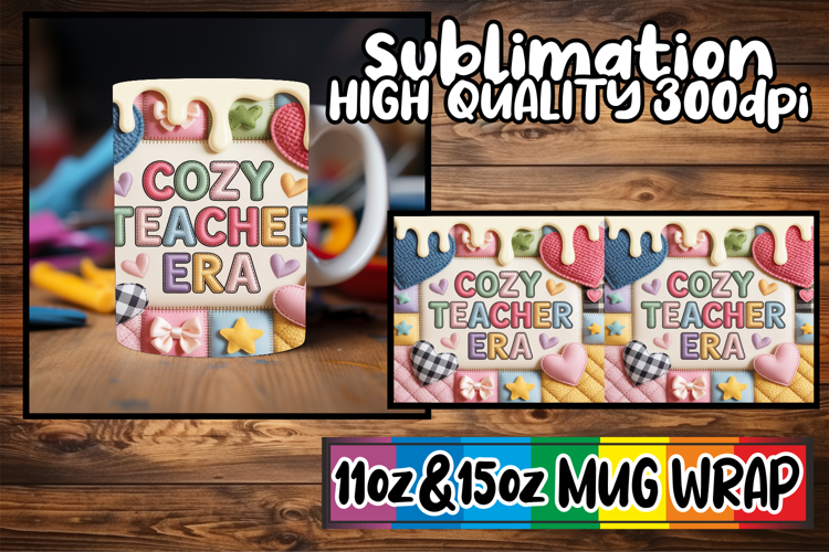 Cozy mornings 11oz 15oz mug wrap, Teacher