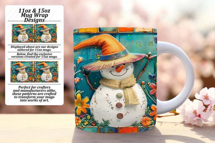 Snowman Wonderland Sublimation Mug Wrap 11oz/15oz Holiday