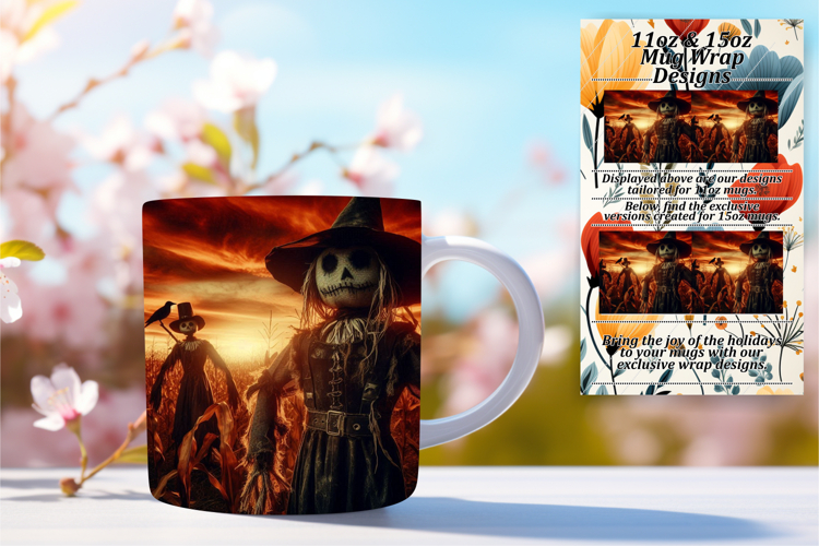 Stylish 11oz Mug Wrap Png Template , Horror Halloween