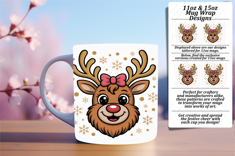 Radiant 11oz Mug Wrap Png Artwork , Cute Christmas