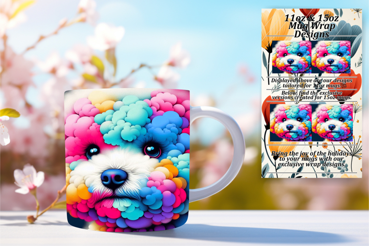 Creative 11oz Mug Wrap Png Design , Dog