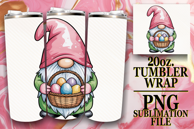 WHIMSICAL SUBLIMATION 20oz TUMBLER WRAP, Easter Gnomes