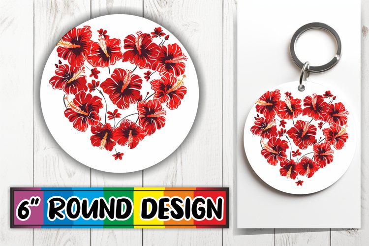 Heart of Flowers Sublimation Round Design PNG