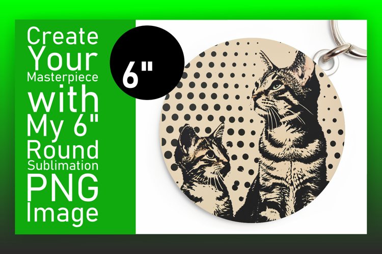 Colorful Kitty Sublimation: Round & Keychain Fun example image 1