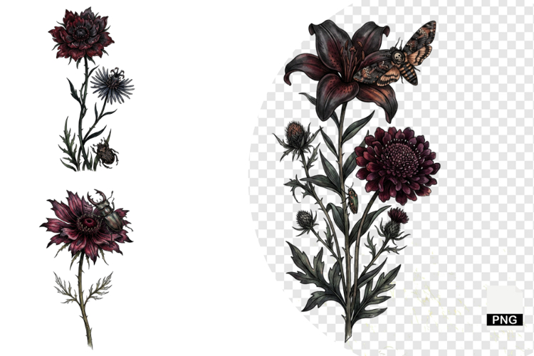 Goth Wildflowers Clipart