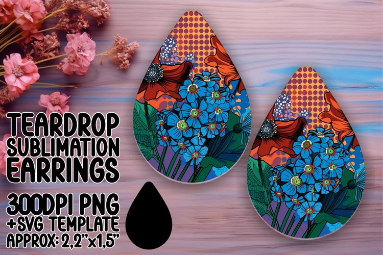 Cheerful Pop Art Teardrop Earring Design Graphics