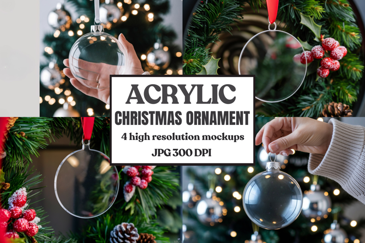 Acrylic Christmas Ornament Mockups | Clear Holiday Ornament