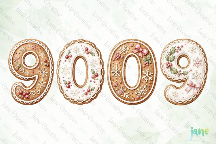 Christmas Cookie Number Clipart example image 1