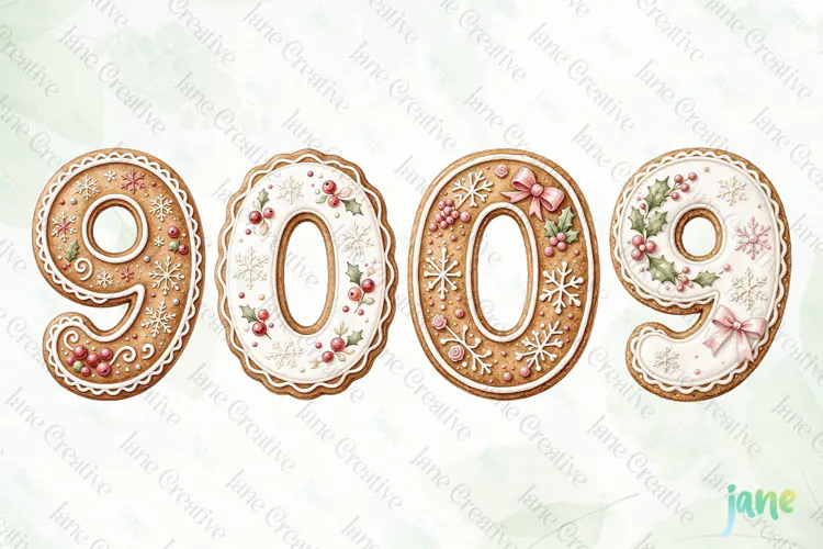 Christmas Cookie Number Clipart