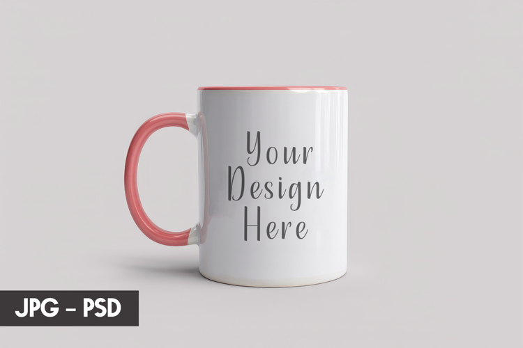 Pink Handle Mug Mockup PSD