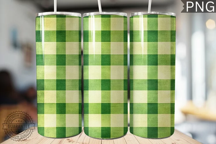 Green Plaid Tumbler Wrap - High Quality 300 Dpi