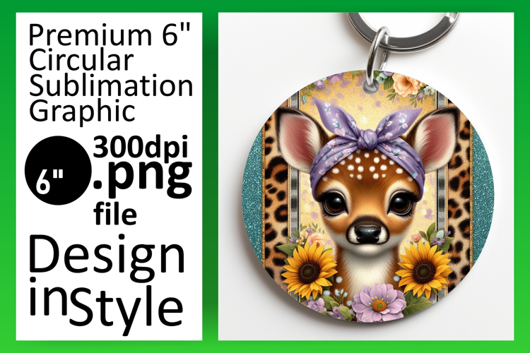 Chic Round Design Keychain Artwork , Cute Animals