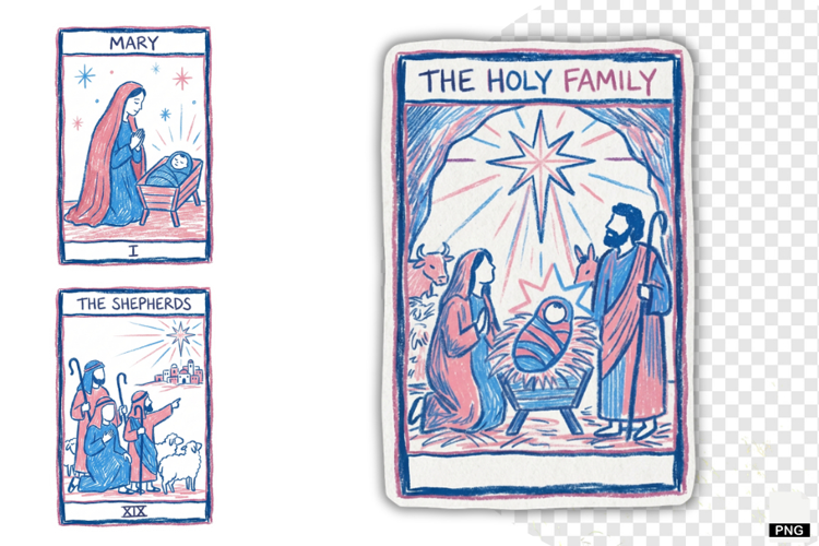 Christmas Nativity Tarot Cards PNG