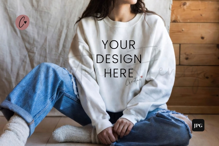 White Sweatshirt Model Mockup
