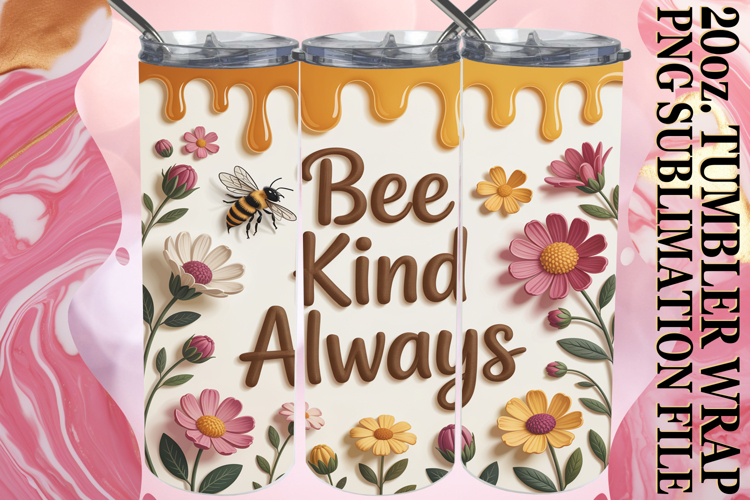 Blissful love 20oz tumbler wrap, Bee Quote