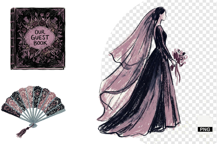 Goth Wedding Night Clipart example image 1