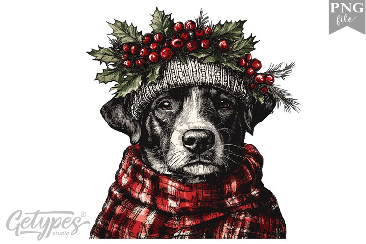 Christmas Dog Clipart Design - High Quality 300 Dpi