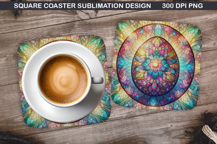Easter Flower Coaster Sublimation, Easter Coaster PNG Design