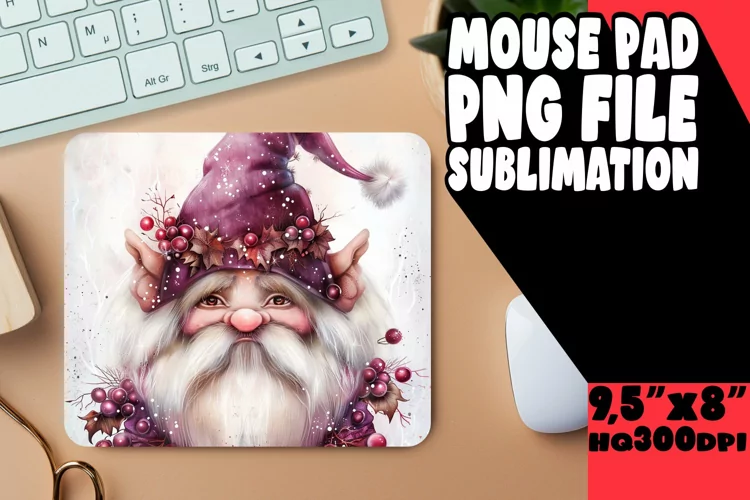 Enchanted Oasis: Gnome Mouse Pad Design Sublimation PNG