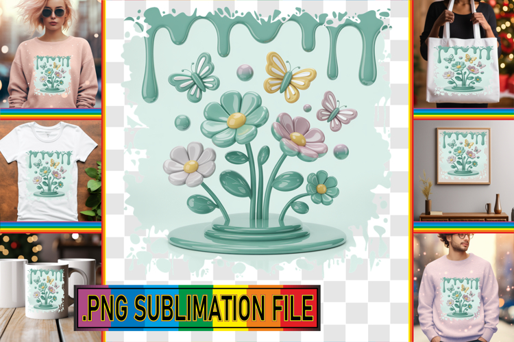 Unique TOTE BAG Art PNG, 3D Flowers