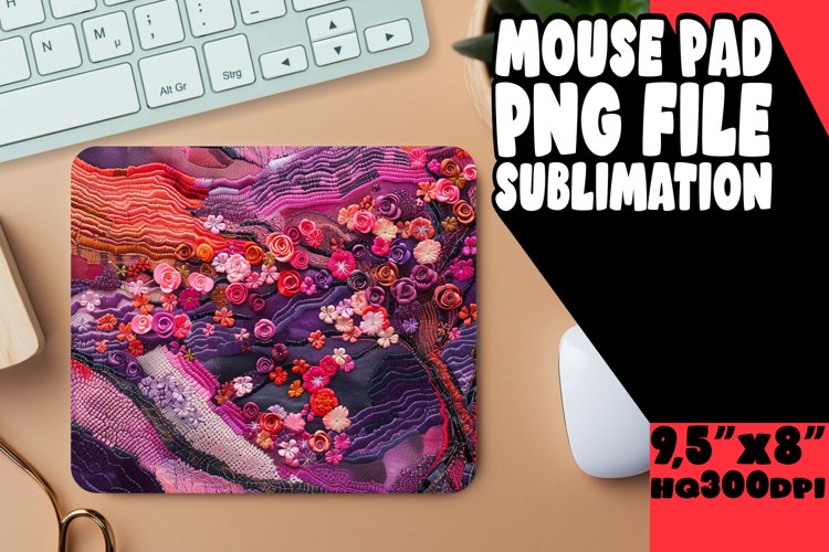 Bold 3D Embroidered Floral Mouse Pad