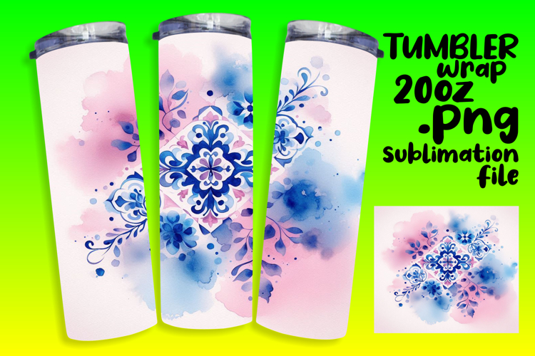20oz Tumbler Template for All Occasions , Watercolor Patter