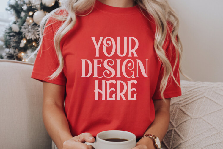 Red Comfort Colors 1717 Christmas Mockup, CC 1717 example image 1