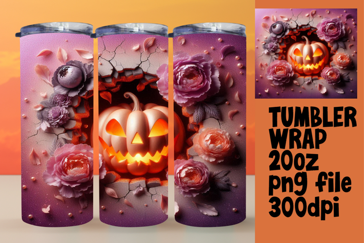 RICH 20oz Tumbler Template for Gifts , 3D Pumpkin