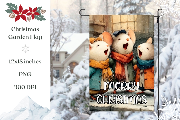 Merry Christmas Garden Flag Design, Christmas Mice PNG